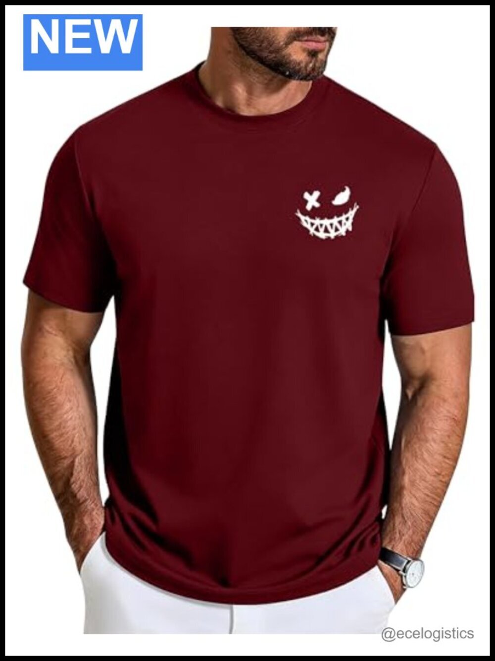 Slim Fit Minimal Chest Print Graphic T-Shirt Crew Neck Summer Tee